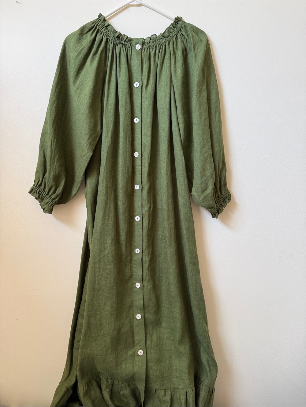 SLEEPER brand slow fashion 100% linen loungewear dress nightgown style button